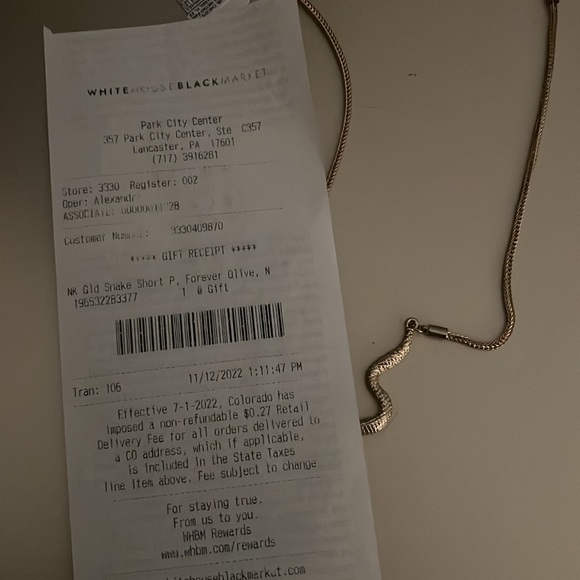 Gold snake forever olive necklace- NWT and receipt - Picture 4 of 4